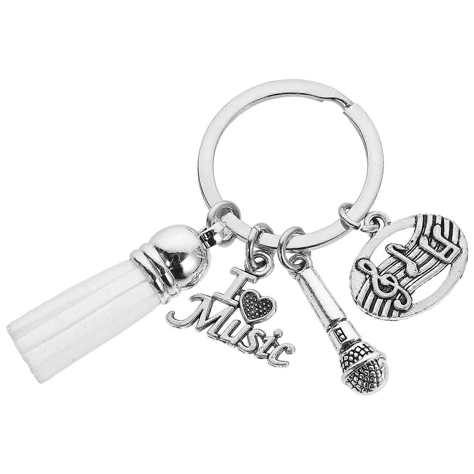 Microphone Keychain Music Keychain Singer Keychain Musical Note Keychain Key Ring Pendant
