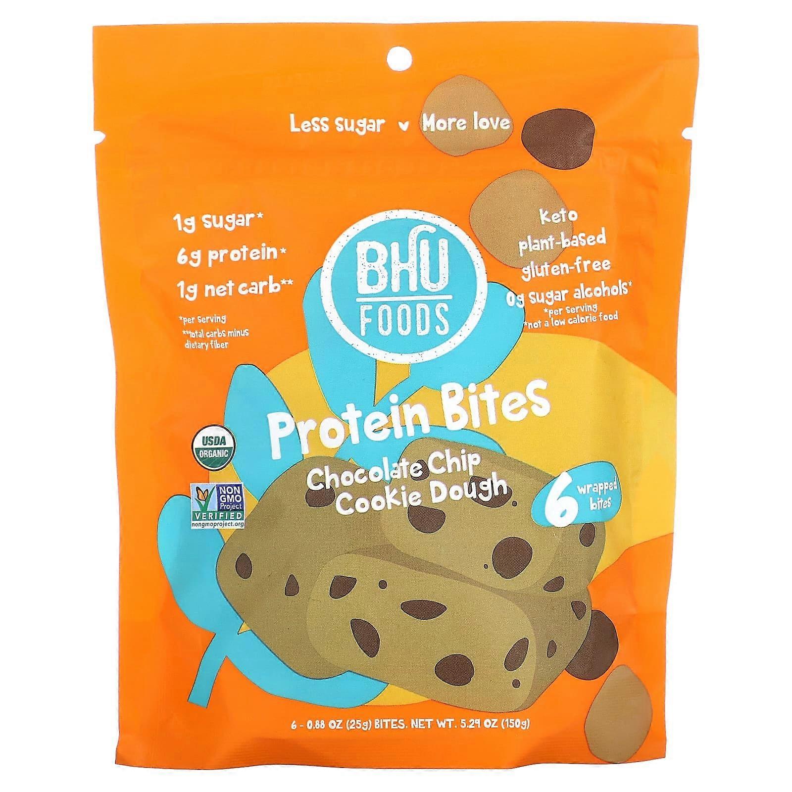 Protein Bites, Chocolate Chip Cookie Dough, 6 Bites, 0.88 oz (25 g) Each