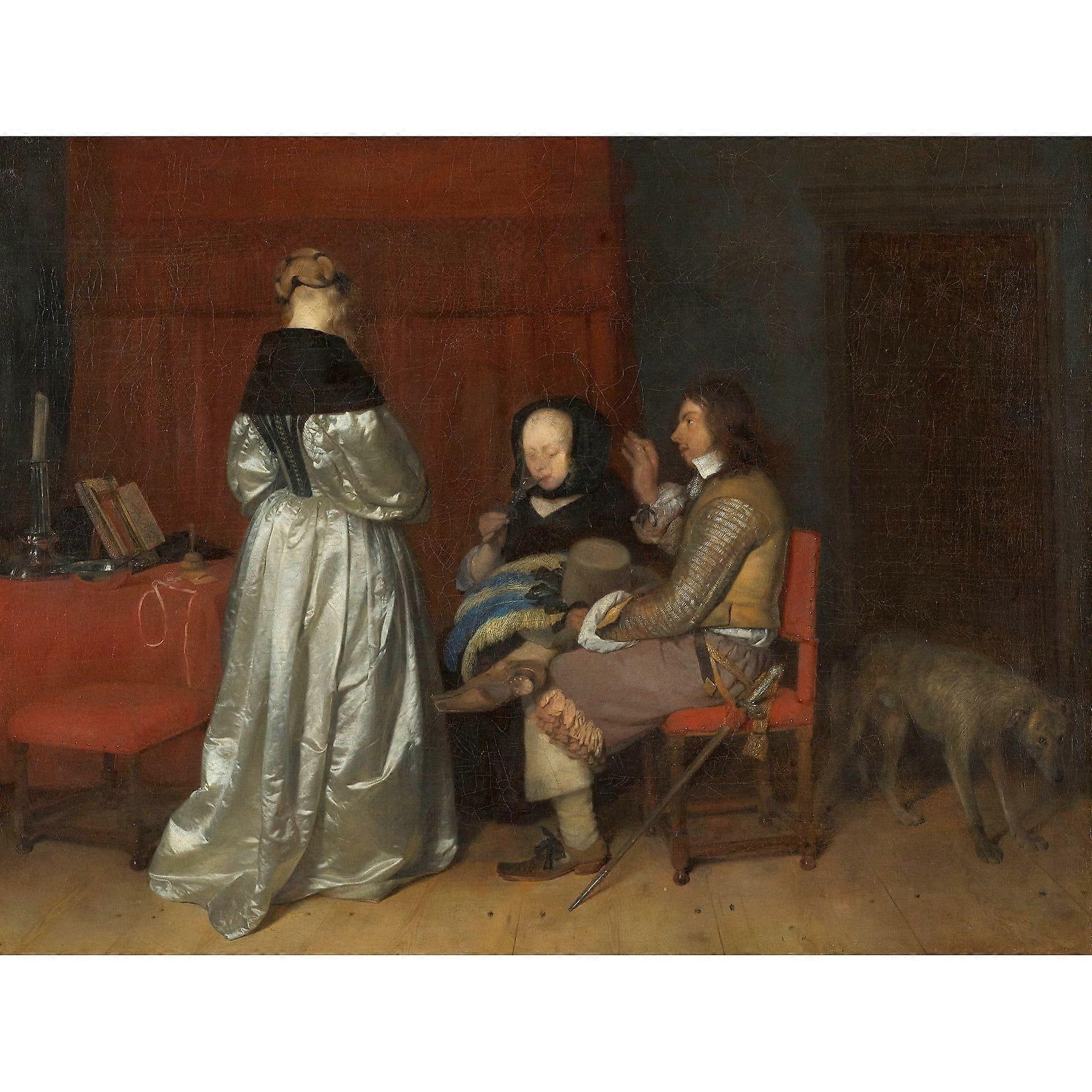 Ter Borch Gallant Conversation Paternal Admonition Extra Large  Wall Art   Print-yezhiaaa1395