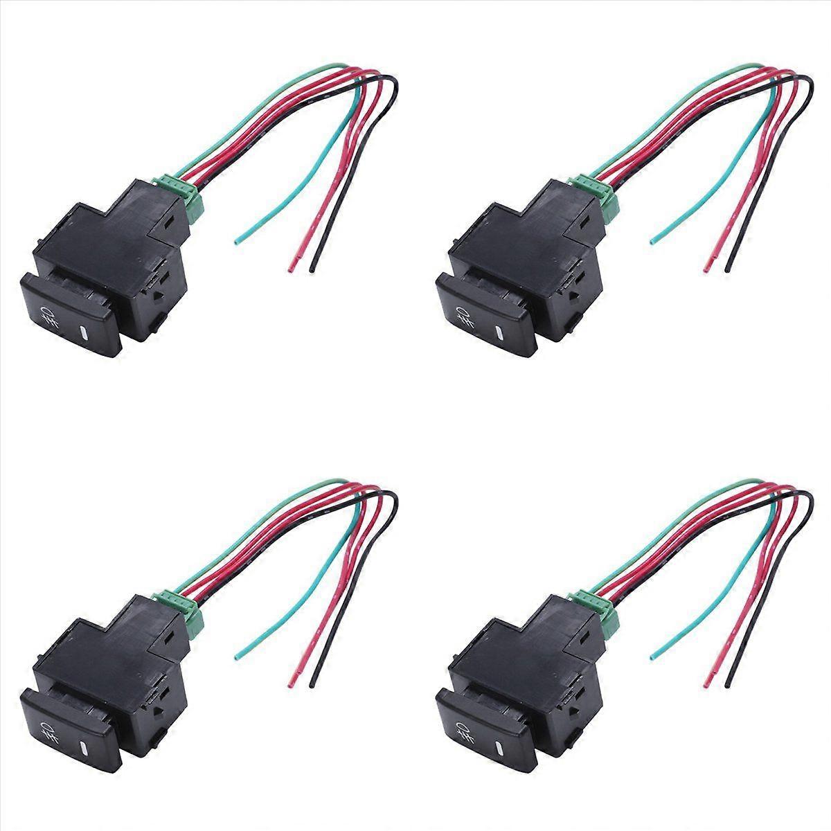 Red Pilot Lamp 4 Wired Fog Light Switch for Black