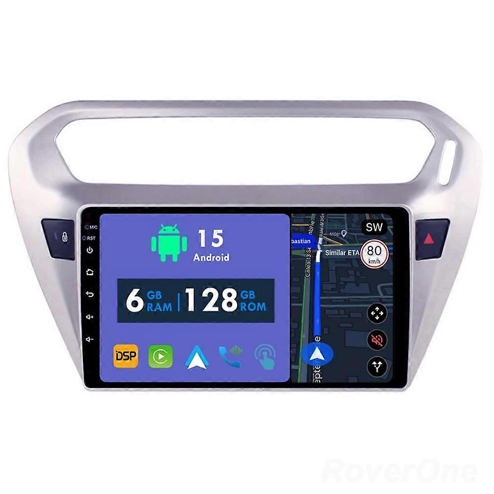Car Radio 6G+128G CarPlay GPS Navigation Head Unit for Peugeot 301 for Citroen C-Elysee CElysee 2012 - 2016 Android Auto Bluetooth Stereo Touch Screen