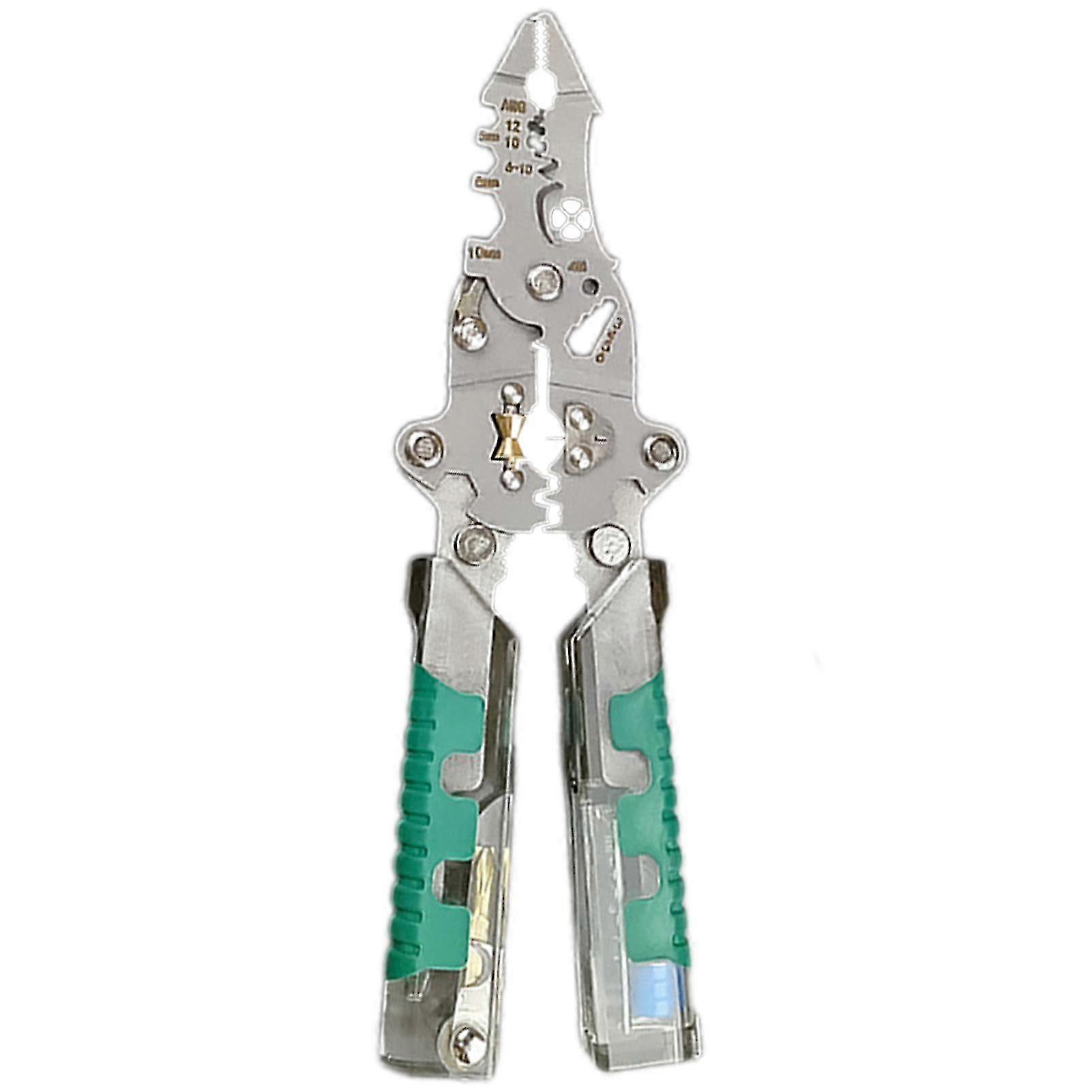 Folding Voltage Tester Wire Stripper with Screwdriver - Multi-Function Cable Cutter, Wire Stripper, and Cutting Tool Hwy