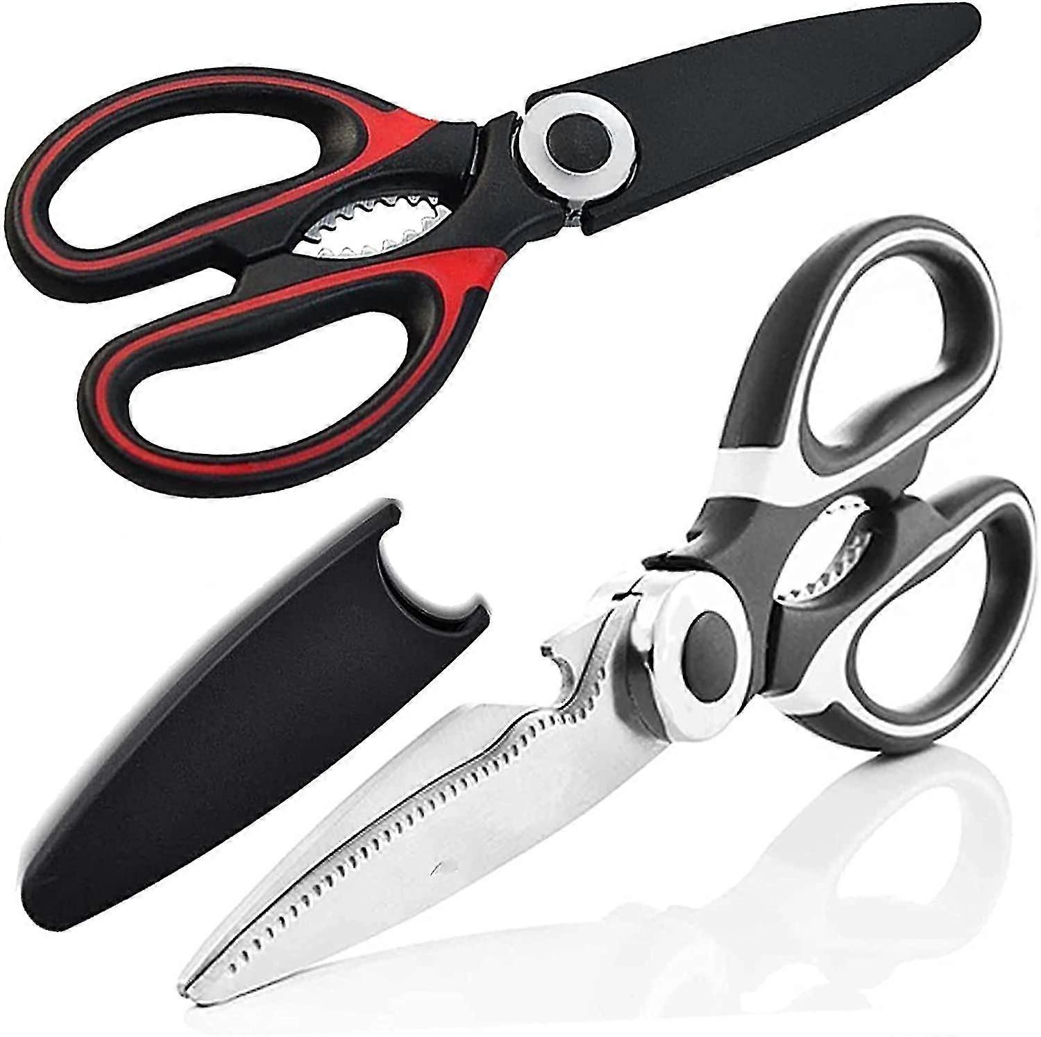 2pcs Heave Duty Kitchen Scissors Stainless Steal Meat Scissors Multi-propose Sharp Scissors For Food Chicken (2pcs)