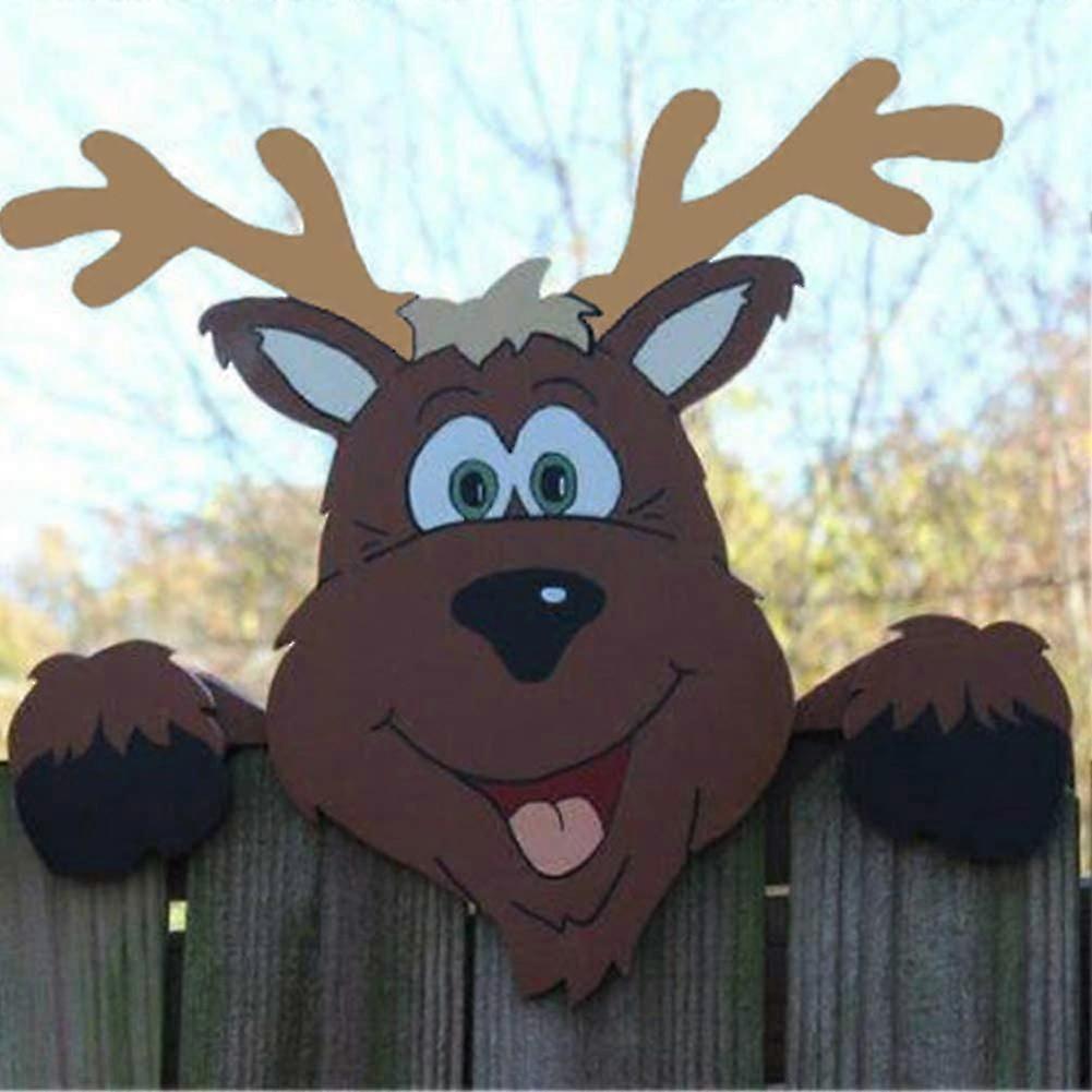 木製フェンスの装飾、完璧な装飾耐久芝生庭園装飾品、屋外クリスマスデコレーション(エルク)