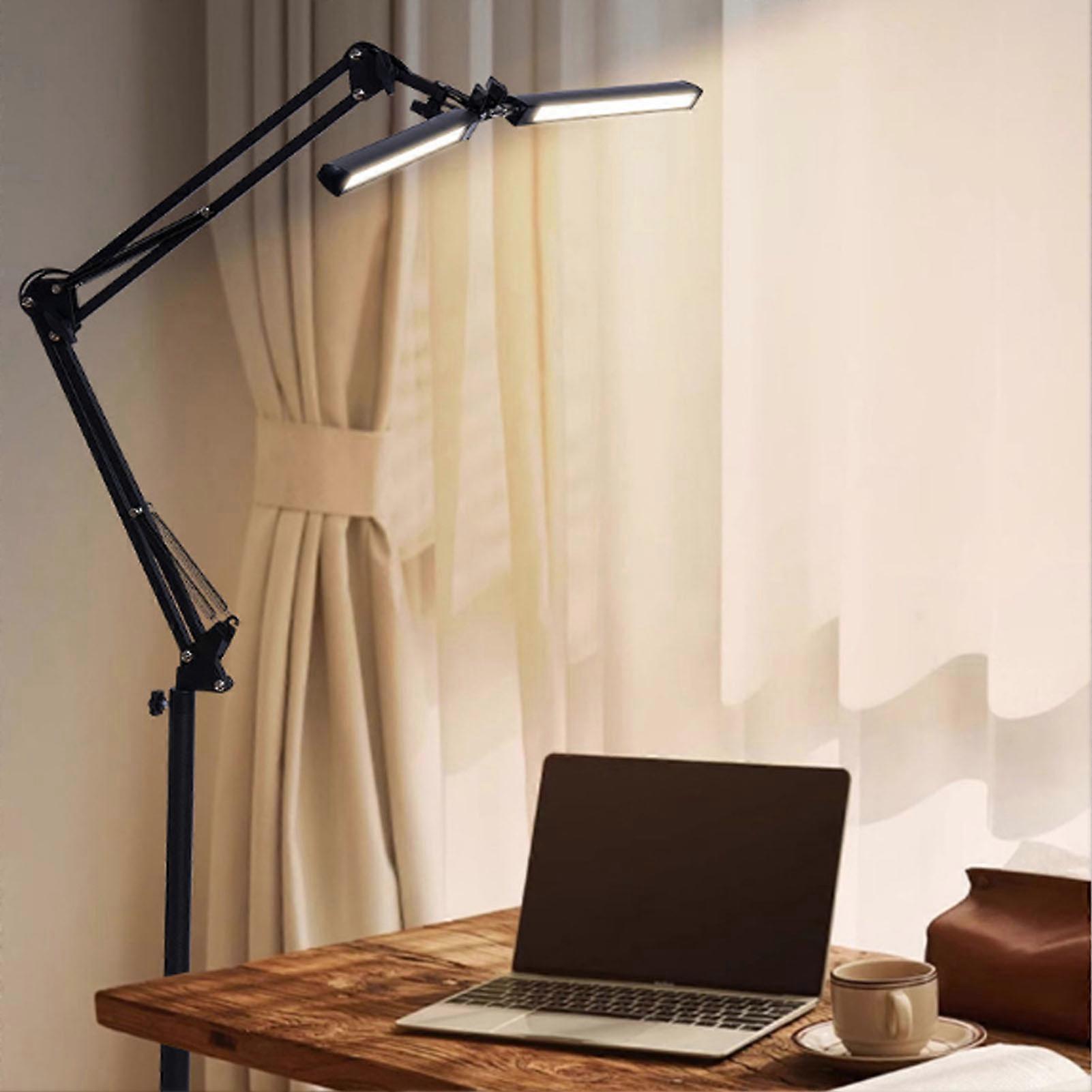 Double Head LED Floor Lamp Esthetician Light 3 Color Temperature Adjustable Brightness Eye Care Foldable Beauty Salon Lamp for Nail Tech Eyebrows Tat