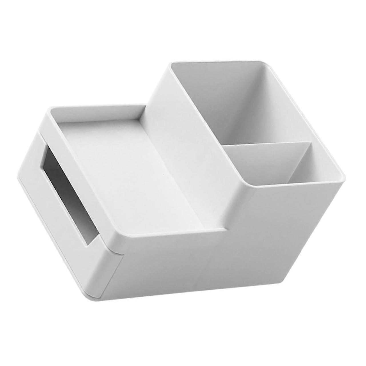 White Desktop Sundries Storage Box Multi Compartment Desk Organizer For Pens Makeup Vanity Remotes And Stationery