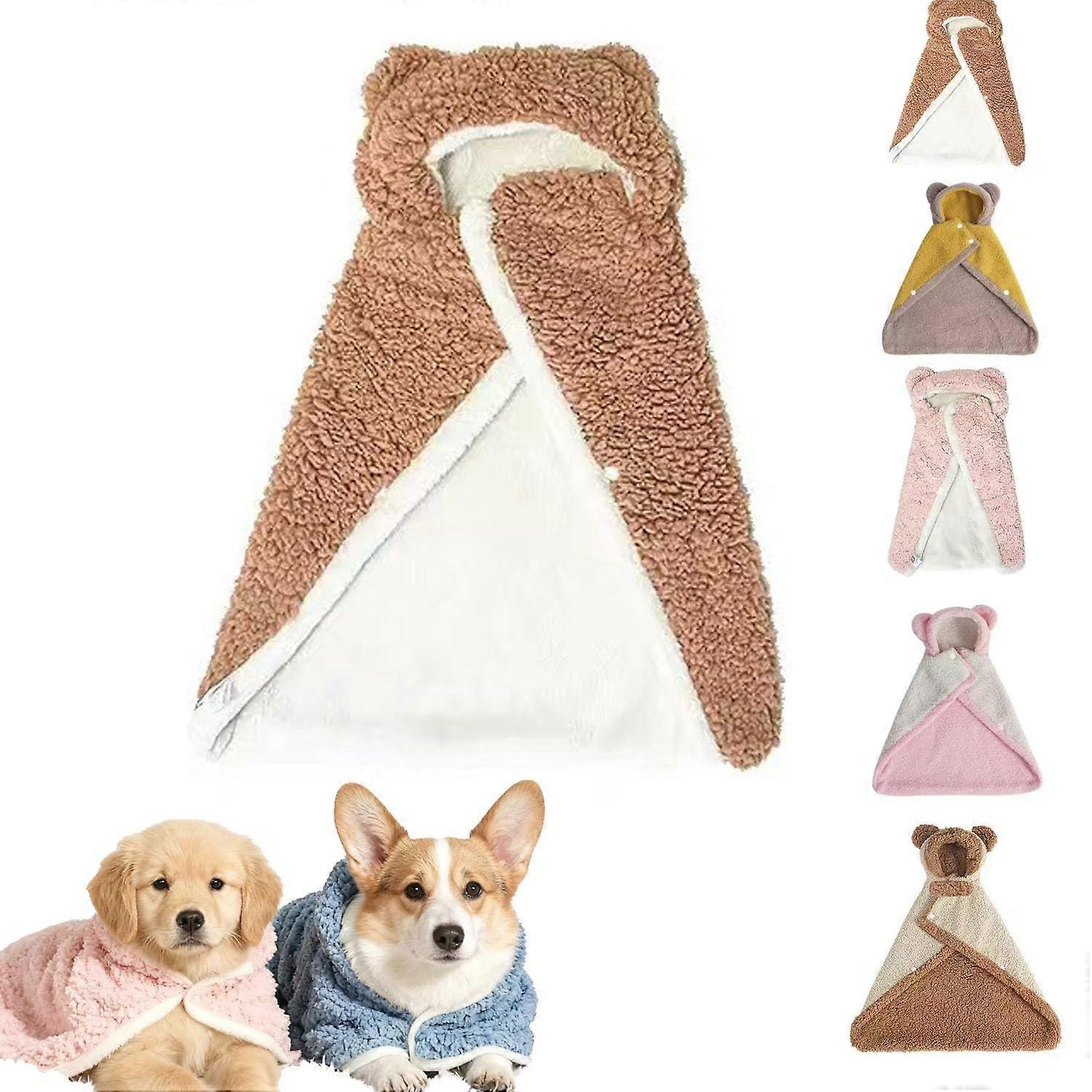 Pet Cape Blanket, Model #02, DoubleLayer Cotton, Hooded Design, Snap Buttons, Small Size for Dogs and Cats