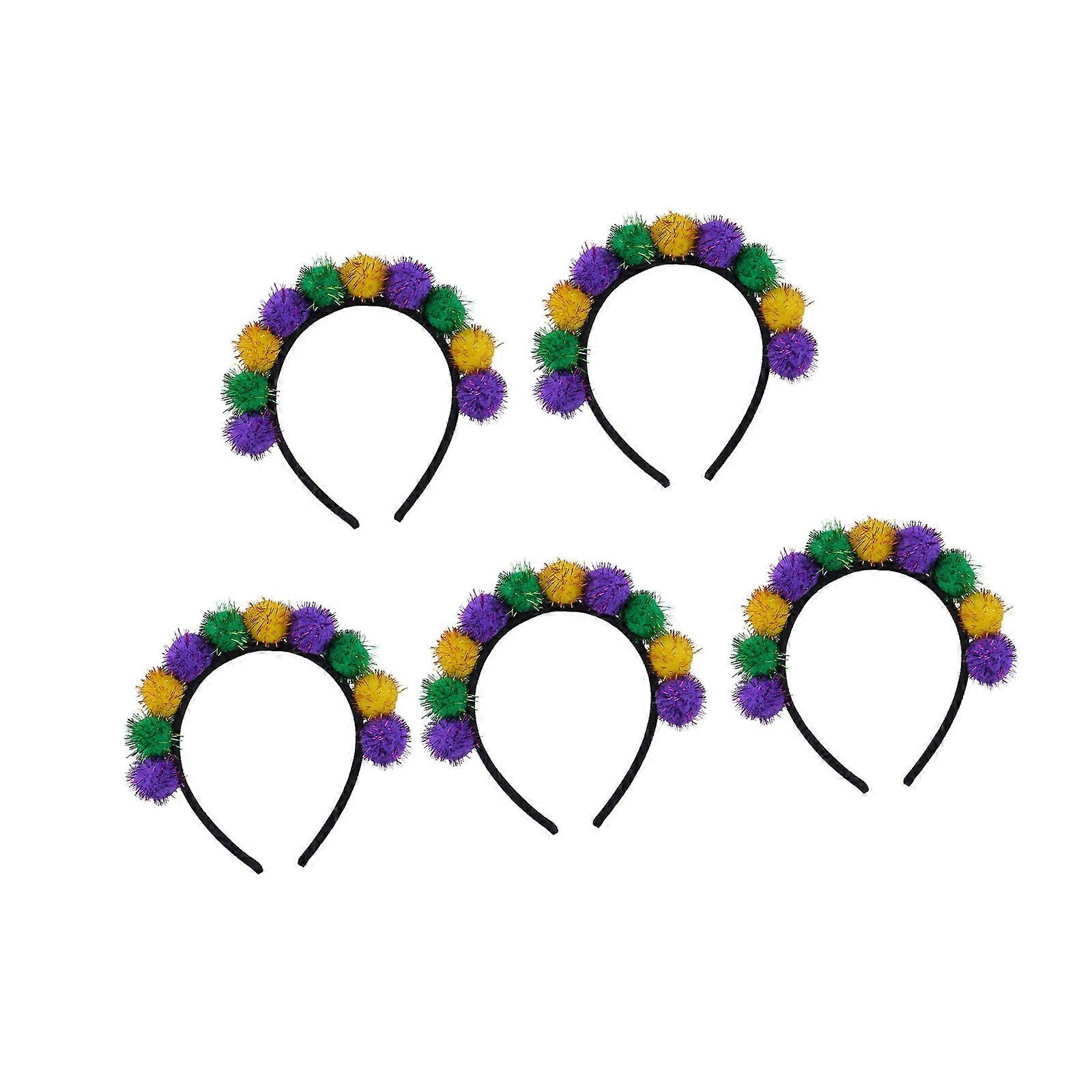 Women's Colorful Mardi Gras Headband with Colorful Charm Detailed in Green Yellow Comfortable for Festivals and Parties Multicolor