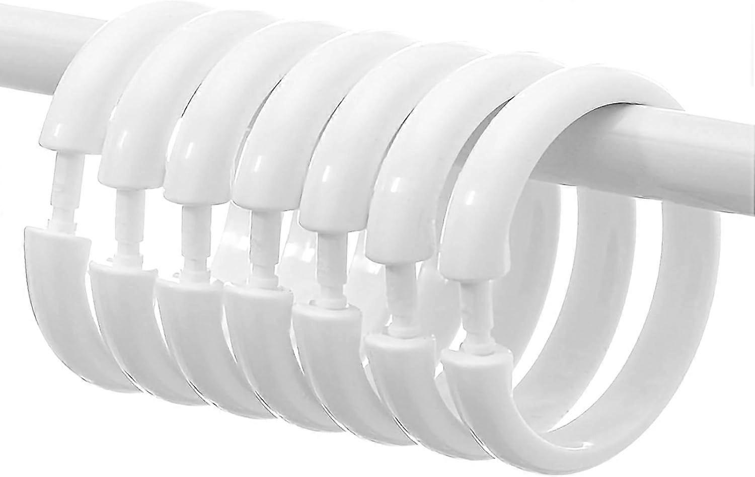 24 PCS White Plastic Shower Curtain Rings,Sturdy Easy Use