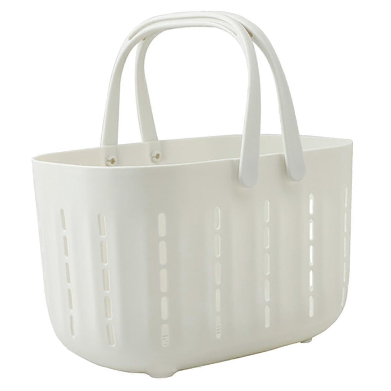 Hollow Out Drainer Basket With Handle Large Capacity Bathroom And Kitchen Storage Organizer For Shampoo Towels And Items