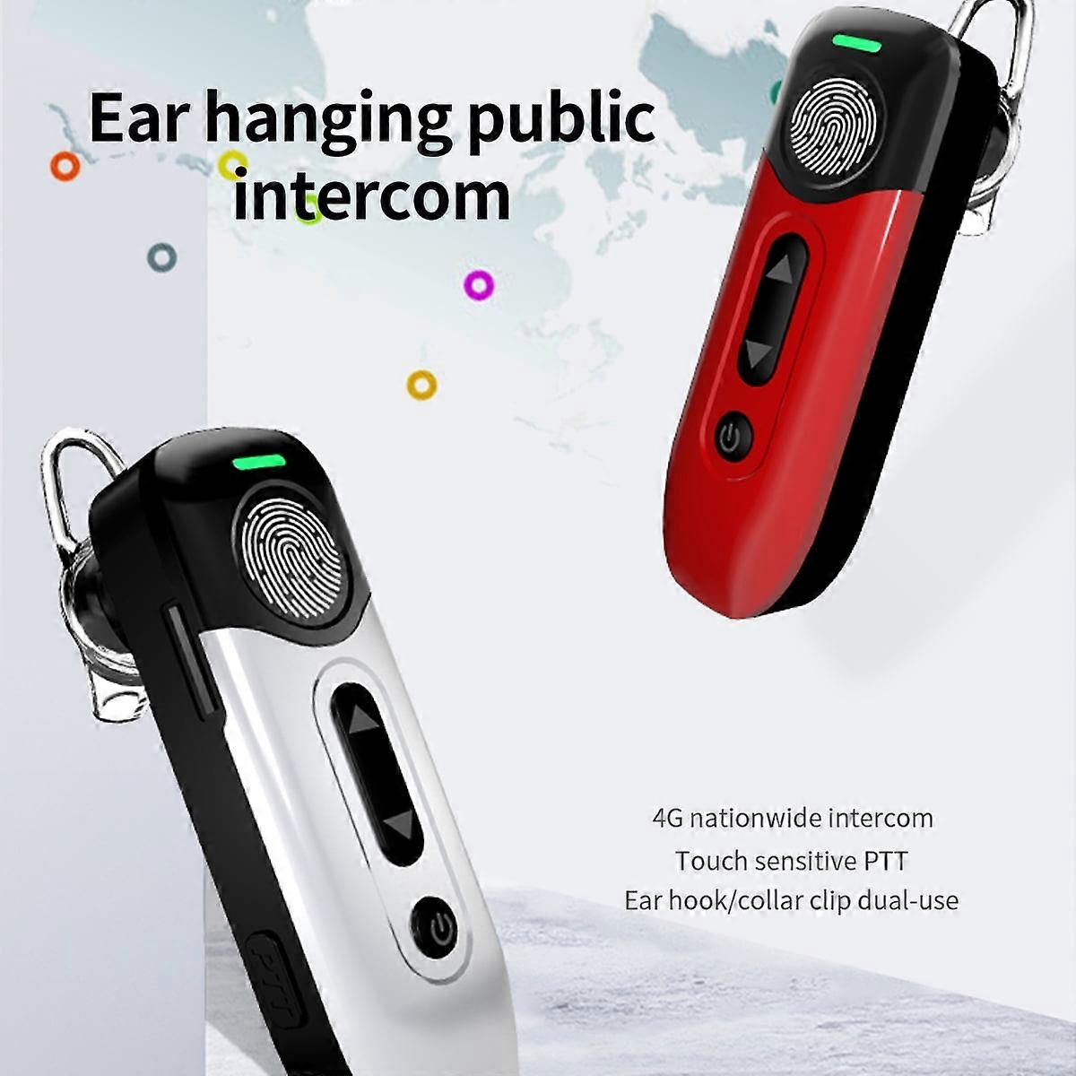 Earhanging Public Intercom 4G Nationwide, Touch PTT, Ear Hook/Clip Dual-Use, 28-39H Battery, Type-C Charging, Compatible with xxx