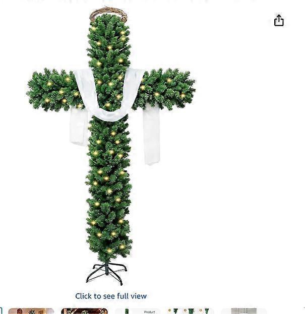 (1 Pack) Easter Christmas Tree - Religious Holiday Decor with LED Lights, Artificial Tree for Decorations Multicolor