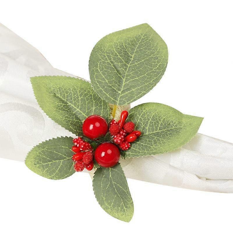 Christmas Napkin Ring Artificial Flower Napkin Holder for Dinning Table Setting