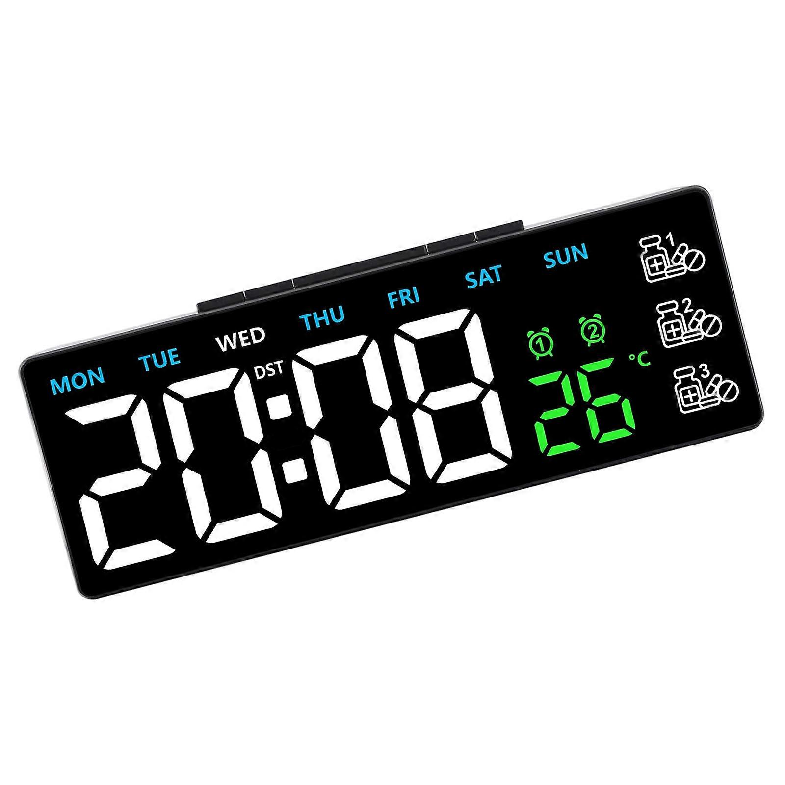 Alarm Clocks for Bedroom Digital Desk Clock for Bedside Nightstand Digital Alarm Clock with Day of Week Temperature  Black shell three co