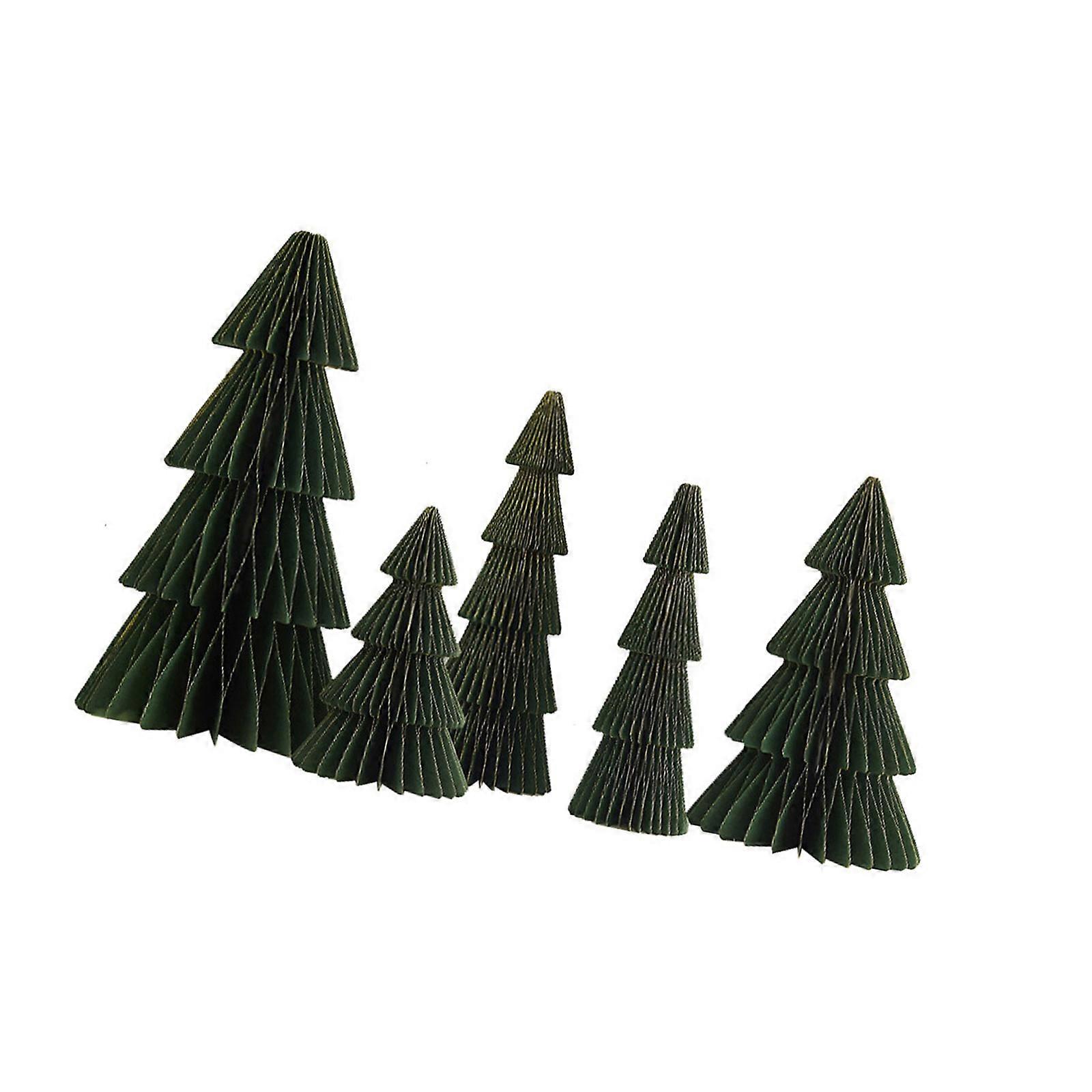 Foldable Paper Holiday Tree Collection 5Pieces Space Saving Storage Multiple Color Option Christmas Party Decors  Green