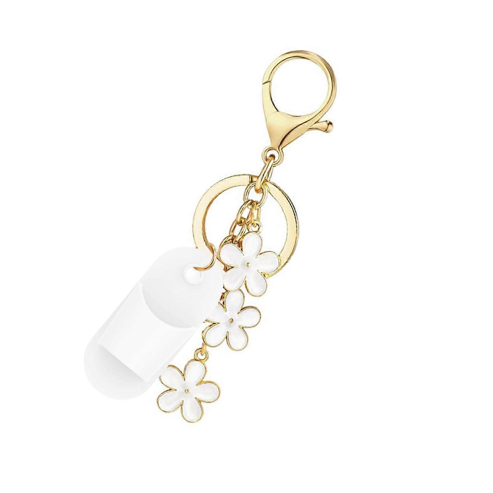 Stylish Plastic Keychain Cap for Lip Gloss Container Compact Cosmetic Accessory Hanging Charm For Everyday Use  White