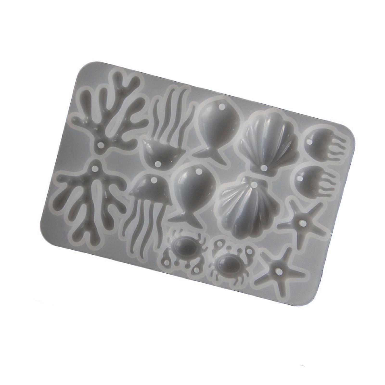 Handmade Jewelry Silicone Mould Set Featuring Jellyfish Corals Shells For Customes Accessory Creation Multicolor
