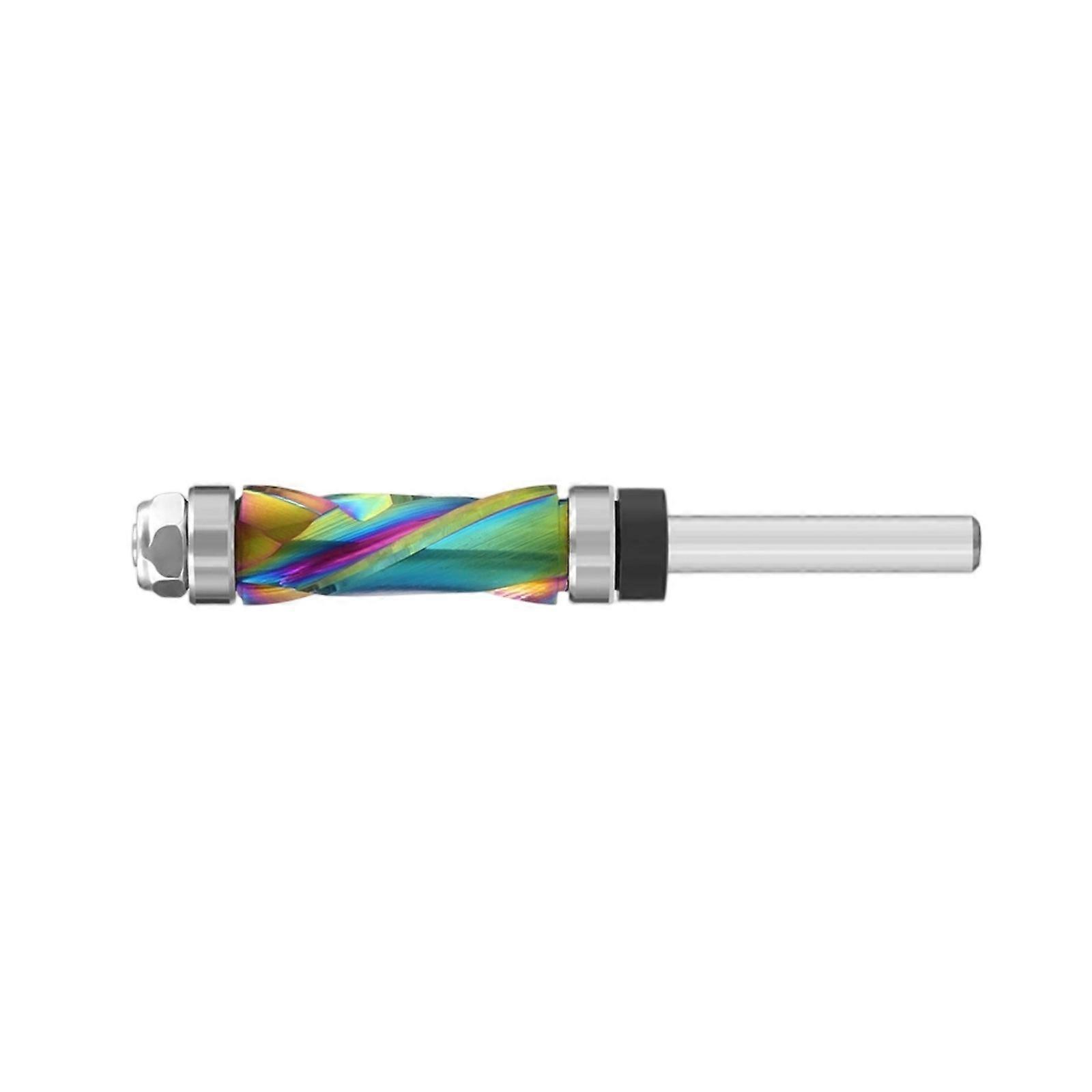 Rainbows Coated 1/4 Shank Trim Router Bit With Double Ball Bearing Fit for Woodcraft Projects Precise Woodworking Tool Multicolor