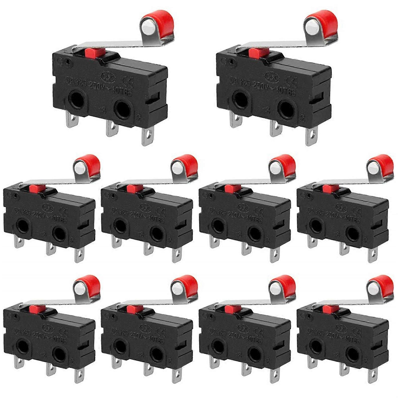 10Pcs Precisions SPDT MicroSwitch 5A 250V Rollers Lever Actuator For Mechanical Control Devices Multicolor