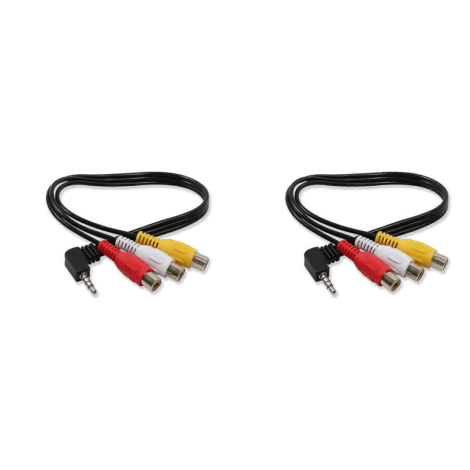 Angled Design 3.5mm to 3RCA Audios Viedo Adapter Cable Supporting Clear Signal and Picture Output Strong PVC Build Multicolor