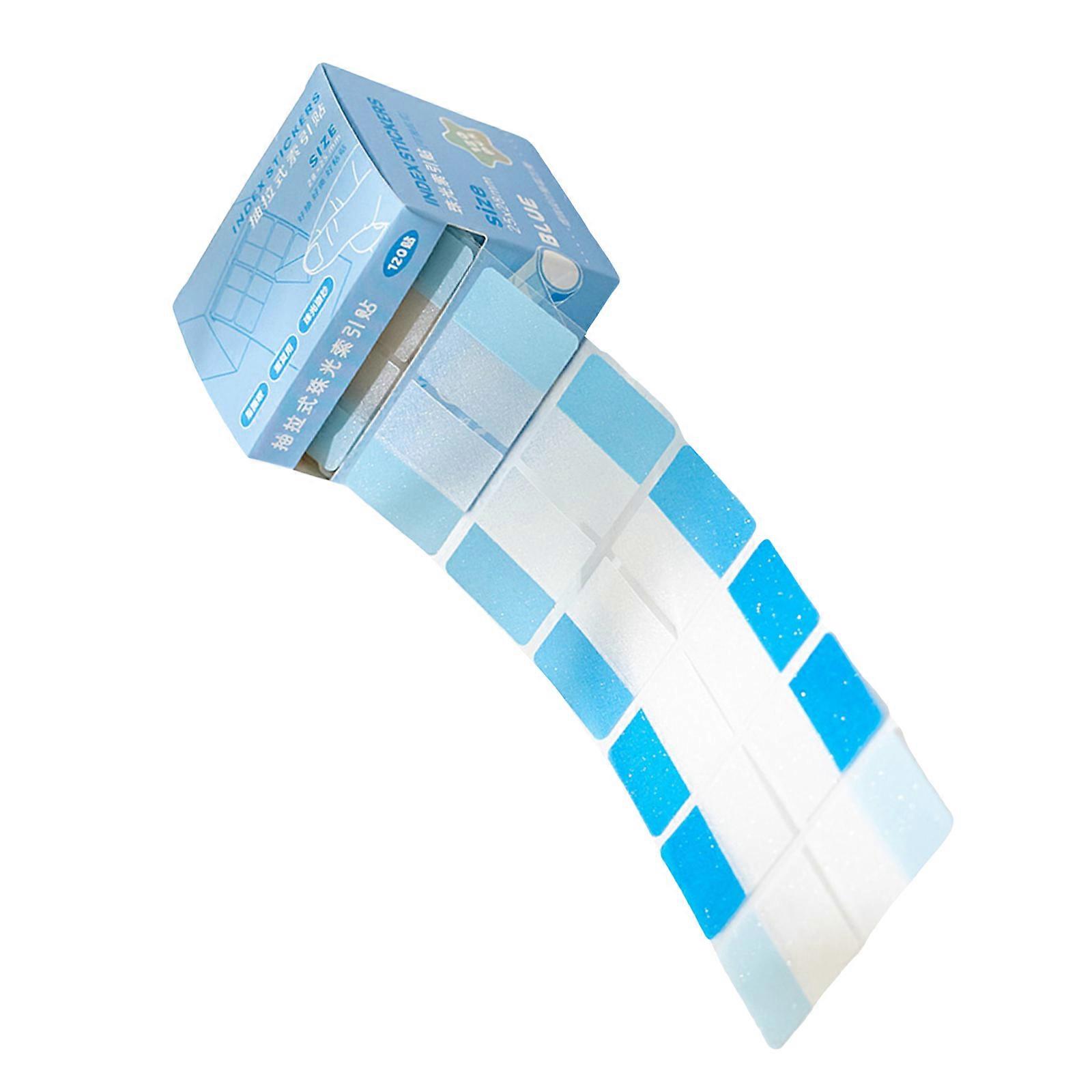 120Pieces Clear Colored Index Label Adhesive PET Label Writable Page Marker Adhesive Notes for Book File Document  Creamy Blue