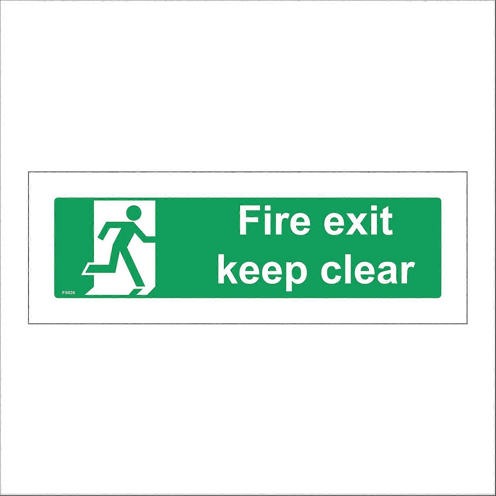 FS026 Fire Exit Keep Clear Sign with Running Man Door