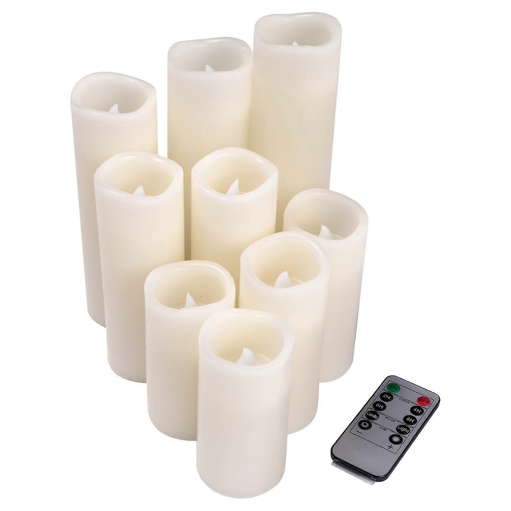 9pcs Flameless Electronic Candle Soft Flashing Led Candle With 10 Key Remote Control