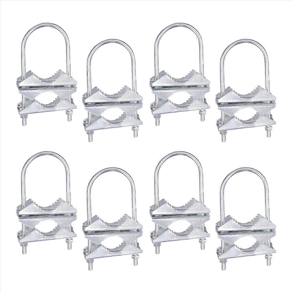 Double Antenna Mast Clamp V-Jaw Bracket U Bolts Pipe Mounting Hardware 8 Sets for WiFi Antenna, TV A