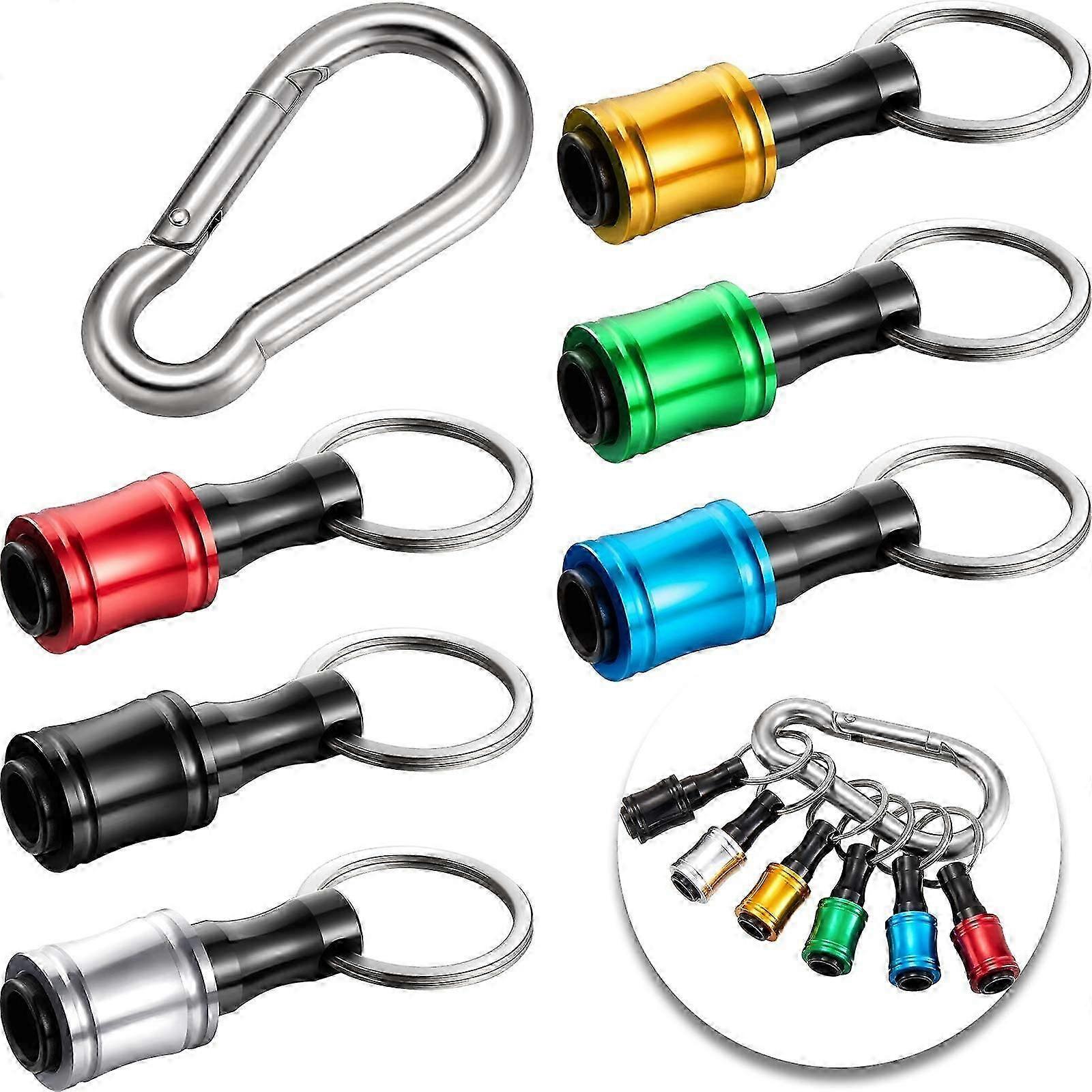 6-Piece 1/4 Inch Keychain Bit Holder with Magnetic Screwdriver and Hex Shank for Most Drill Bits