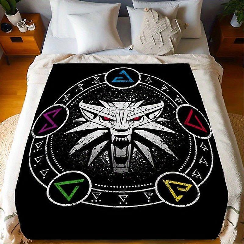 Wizard Series Wolf School Emblem Display Blanket - 100% Polyester Flannel, Non, Lightweight All-Season Comfort, Multi-Fu-MNBVC16