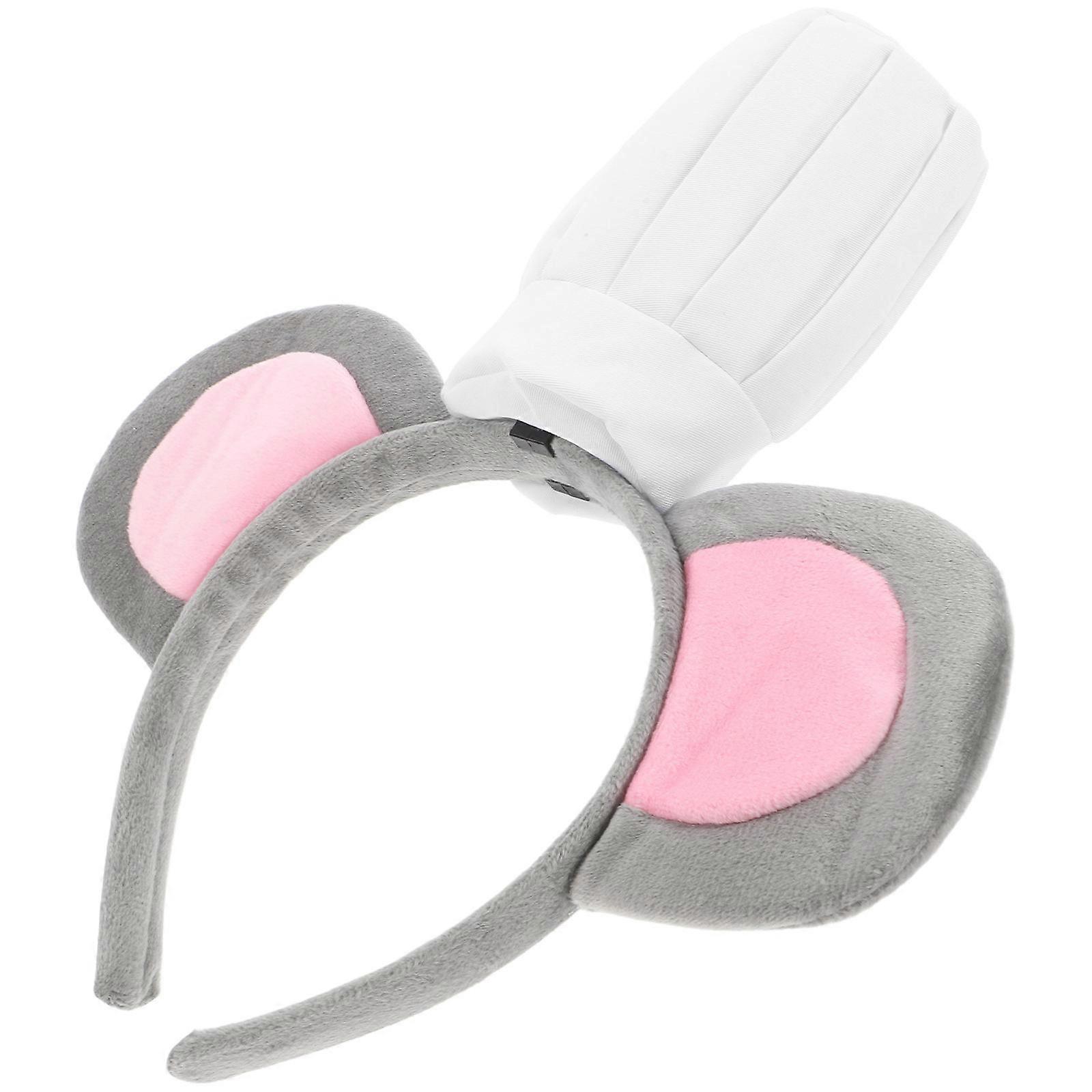 Mouse Ears Headband with Chef Hat for Decoration Grey Fabric Accessory