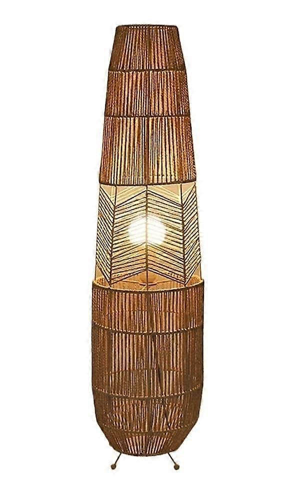 Rattan Floor Lamp with LED, Handwoven Shade, 3 Color Modes, Foot Switch for Living Room and Bedroom