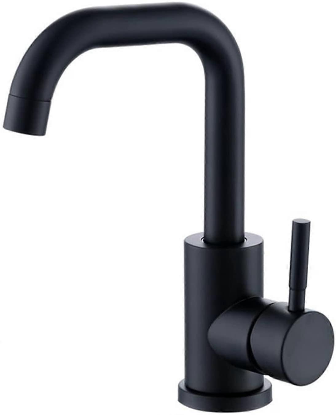 Black Single Handle Bathroom Sink Faucet 360° Rotation Modern Vessel Tap Drip Design
