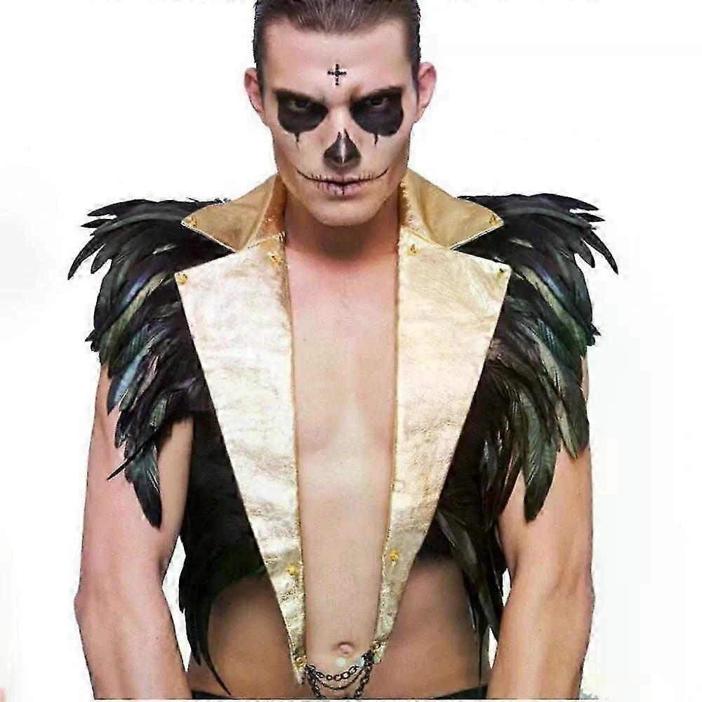 Natural Feather Shrug Shawl Men Feather Shoulder Wrap Cape Victorian Cosplay Party Props Stage Performance Feather Accessories