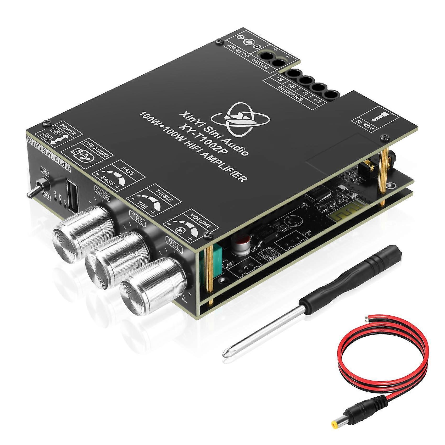 Bluetooth Amplifier Board 2 Channel HiFi Stereo 100W+100W Dual Power USB AUX BT Input 1230V