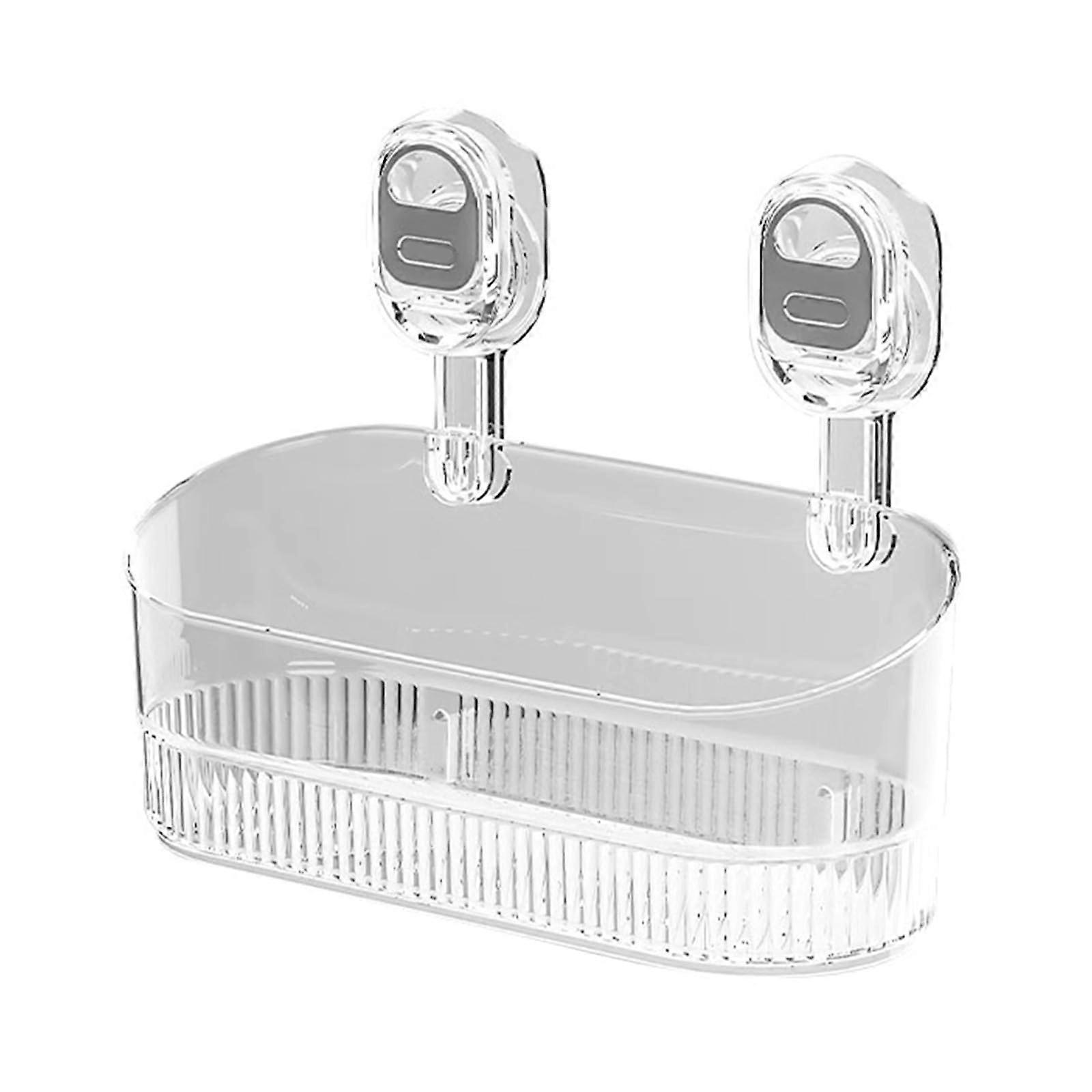Transparent Wall Mounted Shower Organizer with Strong Suction Cup Bathroom Storage Box