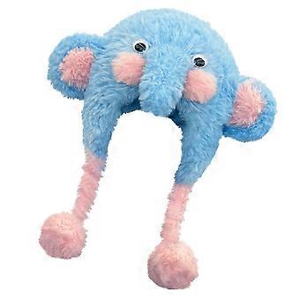 sød tegneserie elefant plys øreklap hat til børn og voksne vinter udendørs aktivitet japansk anime dyrehat hovedbeklædning blå