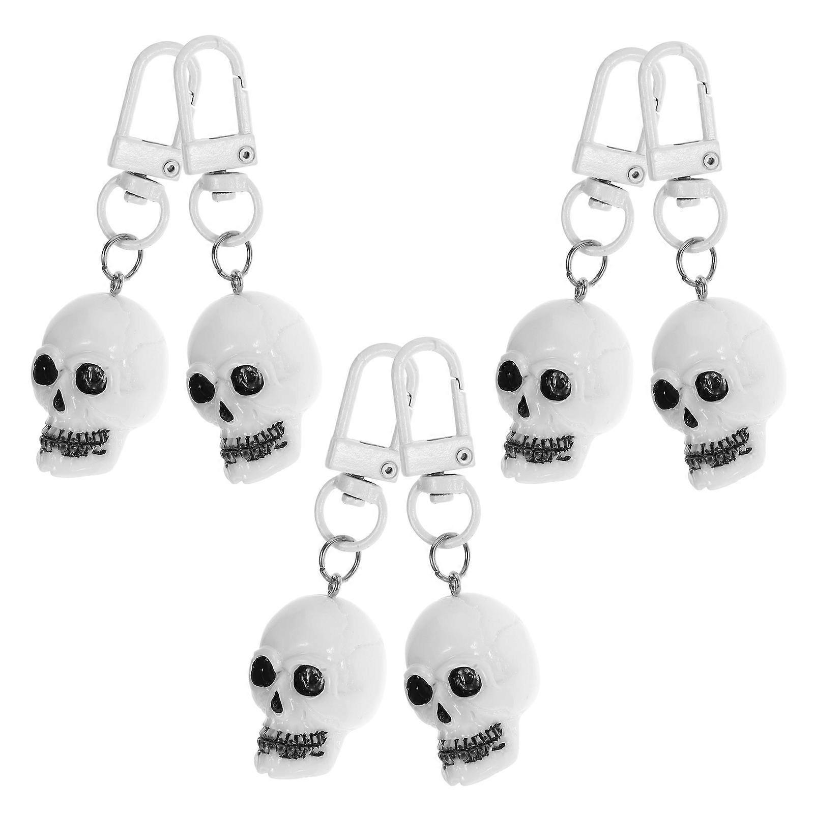 Skull Design Keychain for Decor 6Pcs Halloween Horror Keychain Set