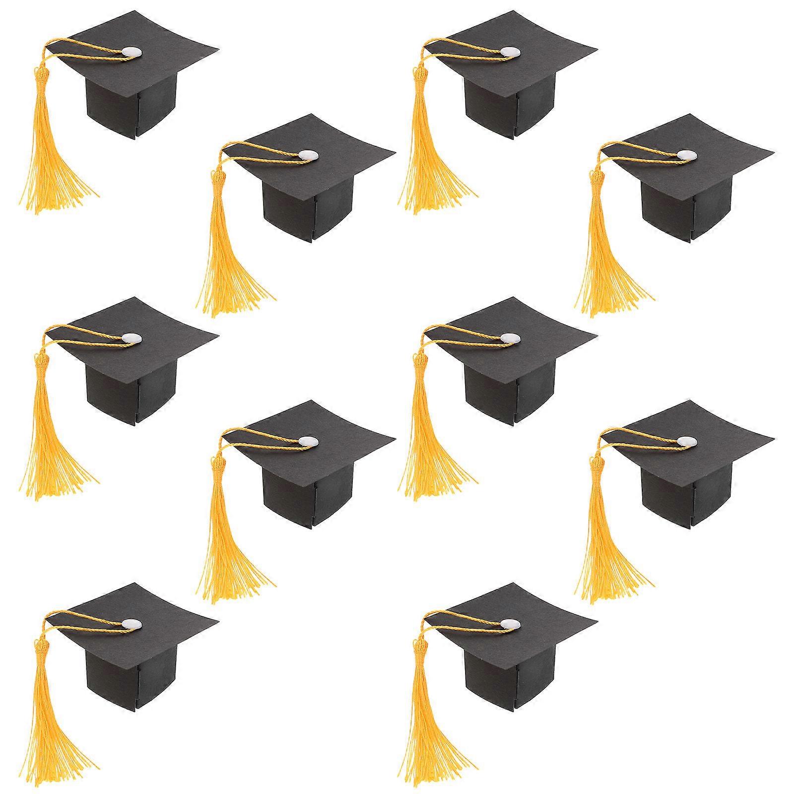 Graduation Cap Cake Toppers Mini Grad Caps Decorations for 10Pcs Set