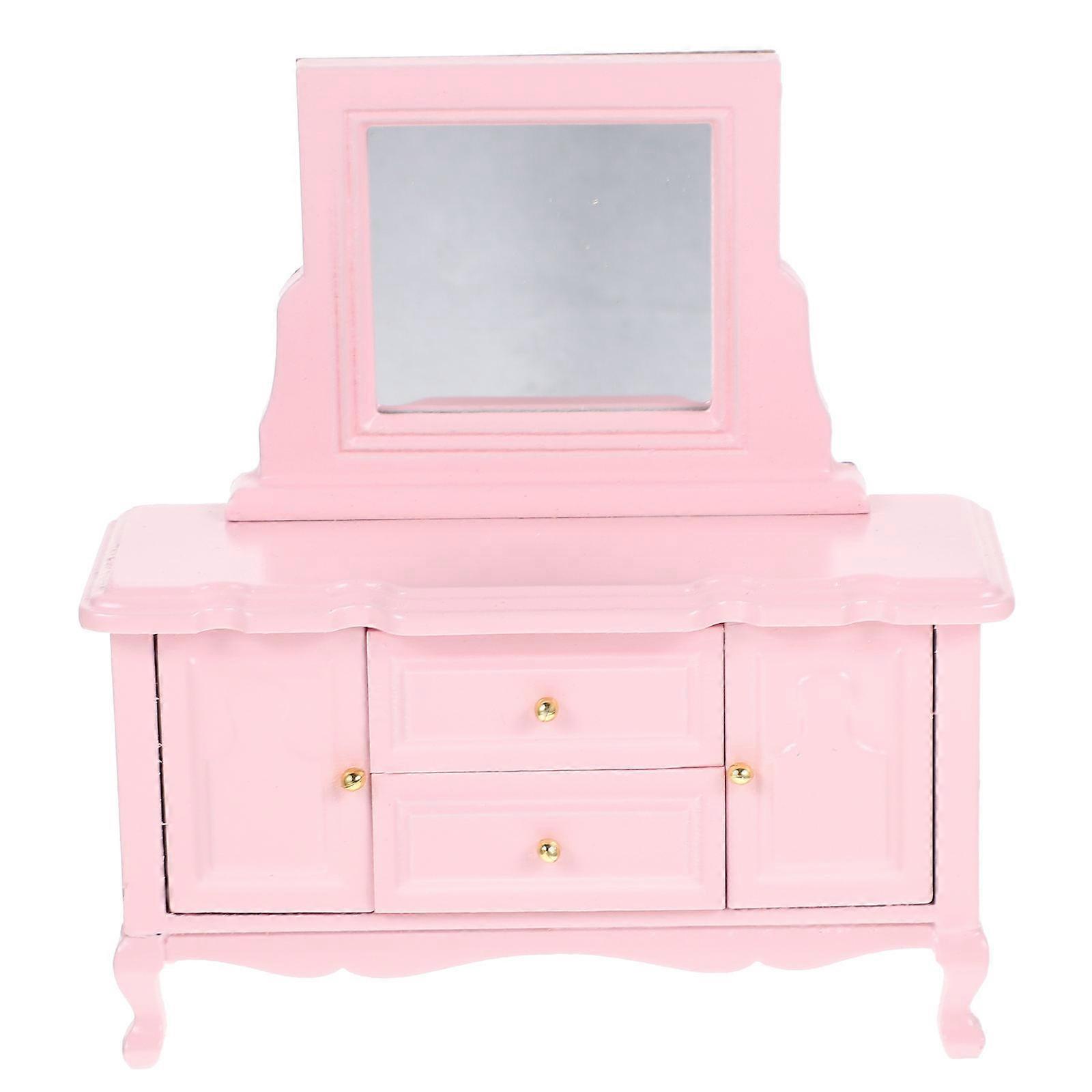 Mini Wooden Doll House Dressing Table Model for Decoration 3Pcs