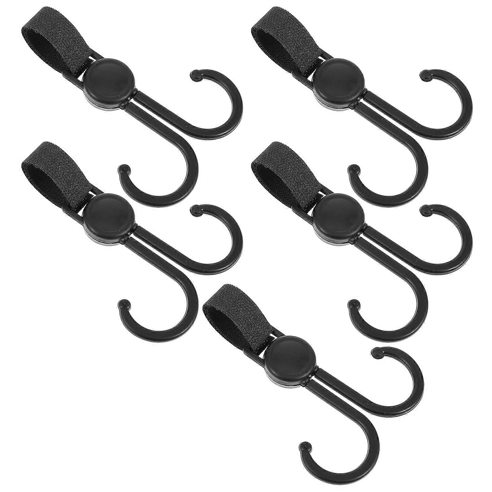 Portable Stroller Double Hooks for Home Use with Rotatable Design Black PP Polyester 5 Pieces