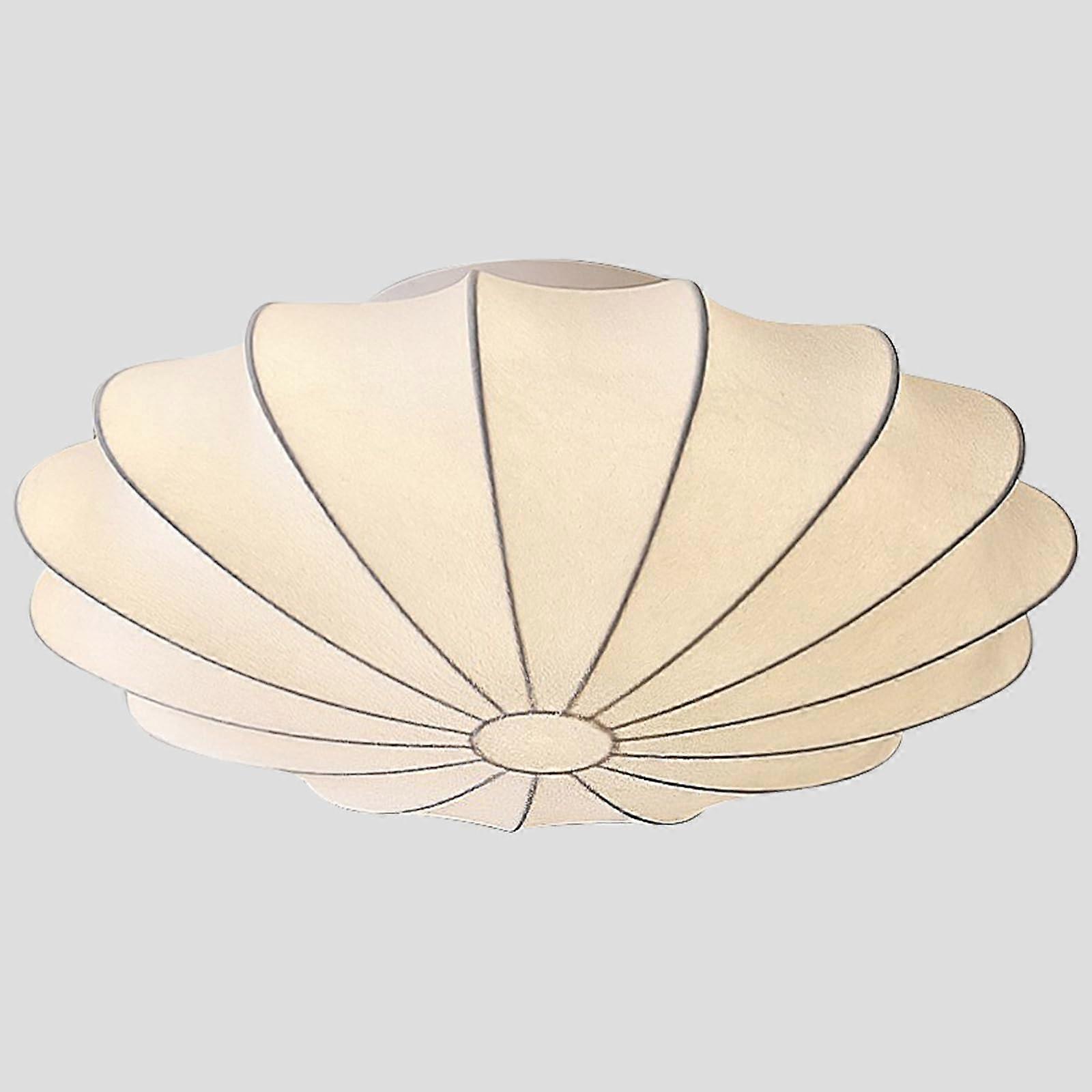 Flush Mount Ceiling Light with Silk Shade, Metal Ceiling Plate, E26 Base, 110-240V, Dimmable