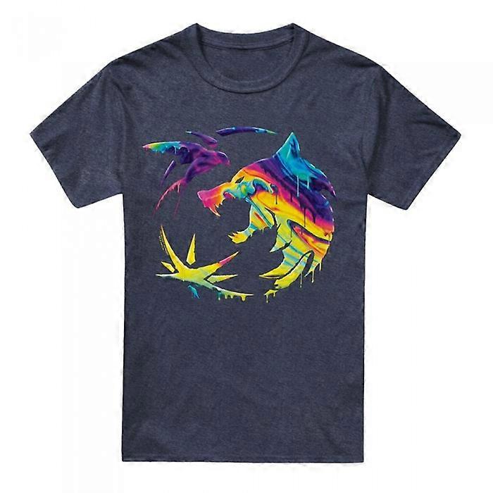 The Witcher Unisex Erwachsenen-T-Shirt mit bemaltem Wappen in Regenbogenfarben