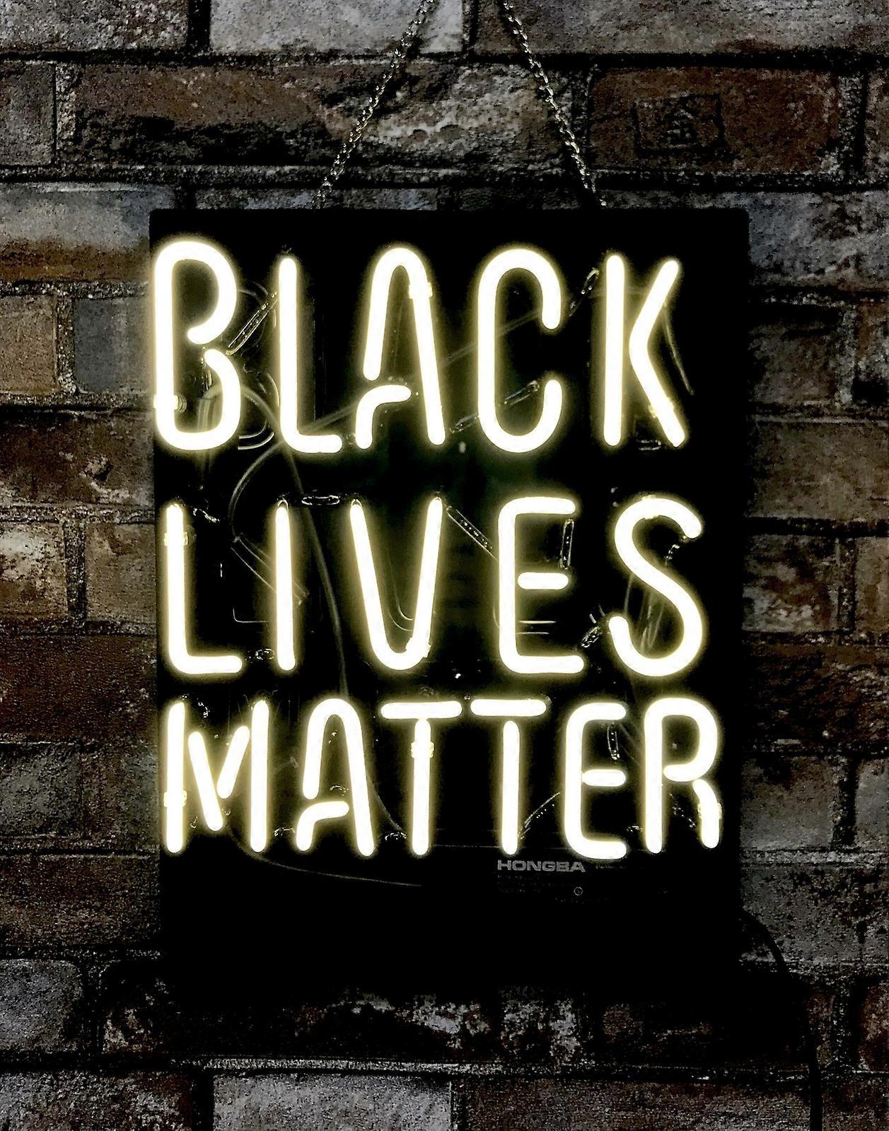 Black Lives Matter Solidarity Handmade Real Glass Neon Sign Light - 14"x9" Statement Wall Art Decor for Home & Community Spaces