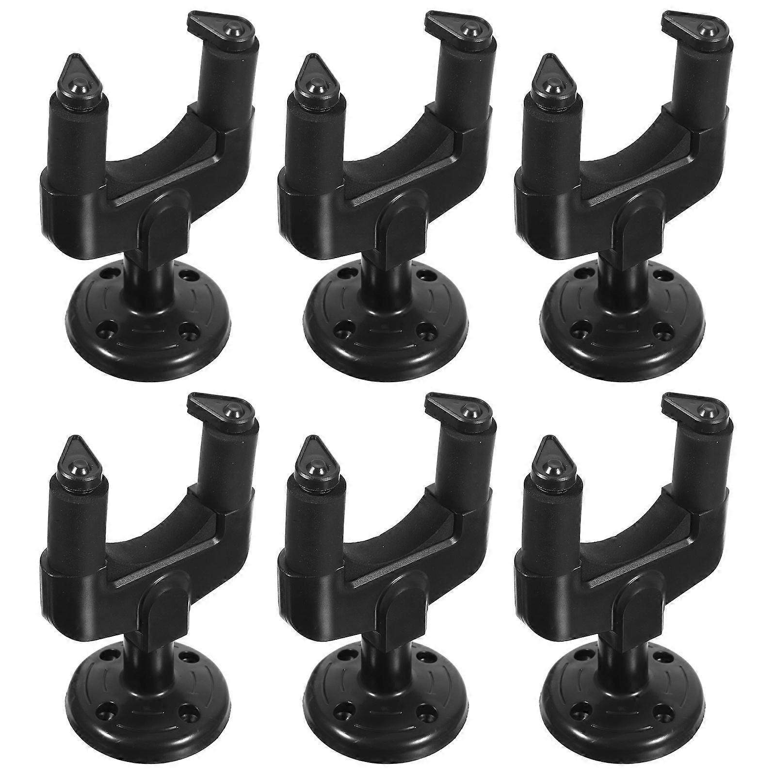 Wall Mount Guitar Hangers Auto Locking Grip 6Pcs Set Black Color