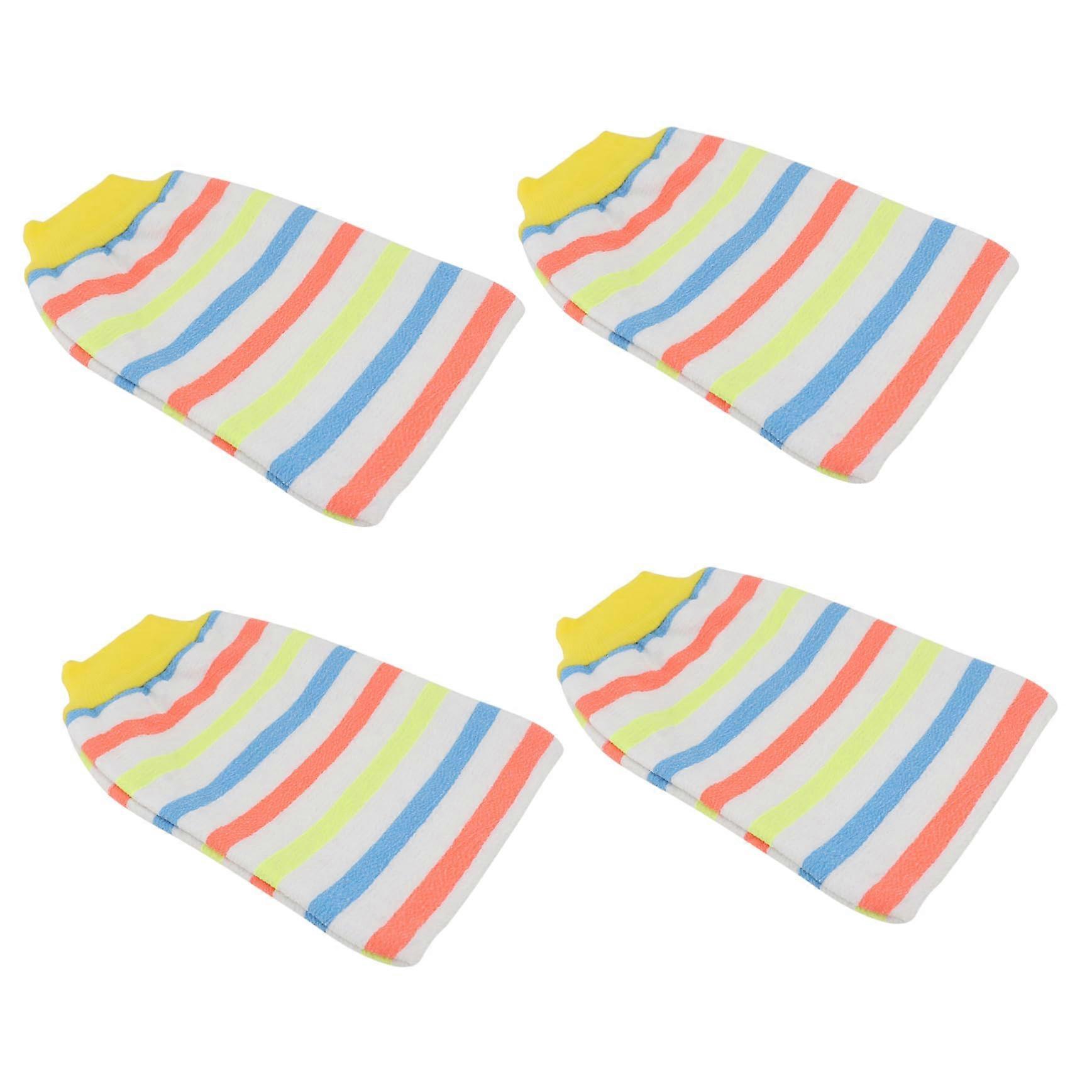 4pcs Exfoliating Bath Gloves with Deep Scrub for Smooth Skin, Quick Dry, Universal Fit