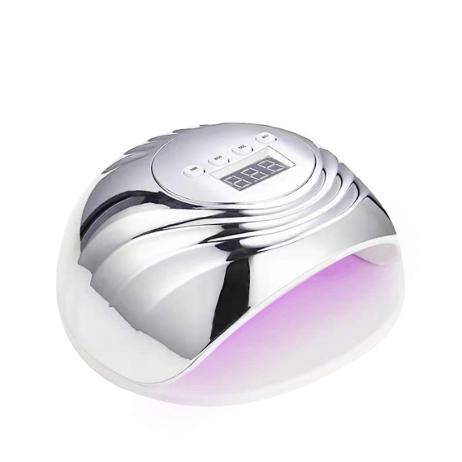 86W UV LED Nail Lamp with Timer and Infrared Sensor for Fast Gel Polish Drying, Silver
