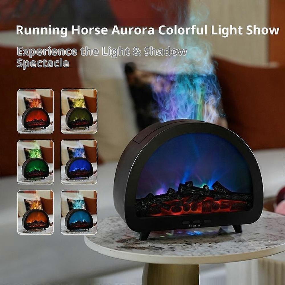 Fireplace Flame Aroma Diffuser 7 Color Atmosphere Light Humidifier Remote Control Auto Shut-Off for 