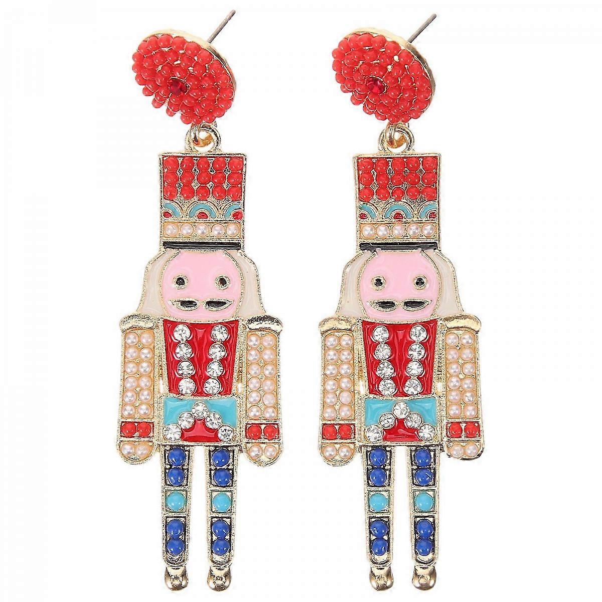1 Pair Nutcracker Pearl Ear Studs for Women