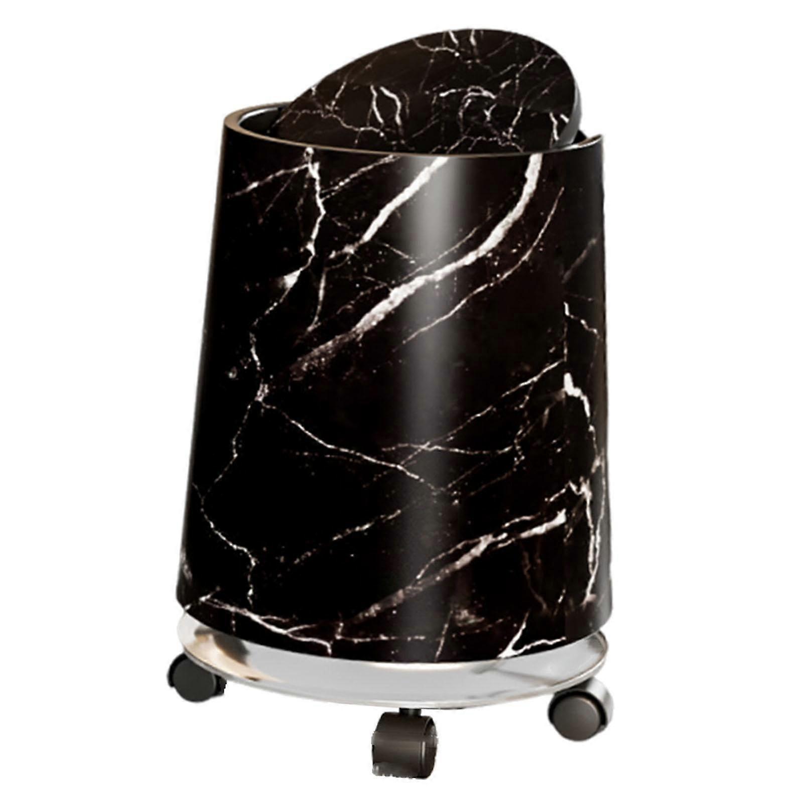 Marble Trash Can with Double Layer Design, Removable Inner, Modern Bathroom and Kitchen Waste Bin